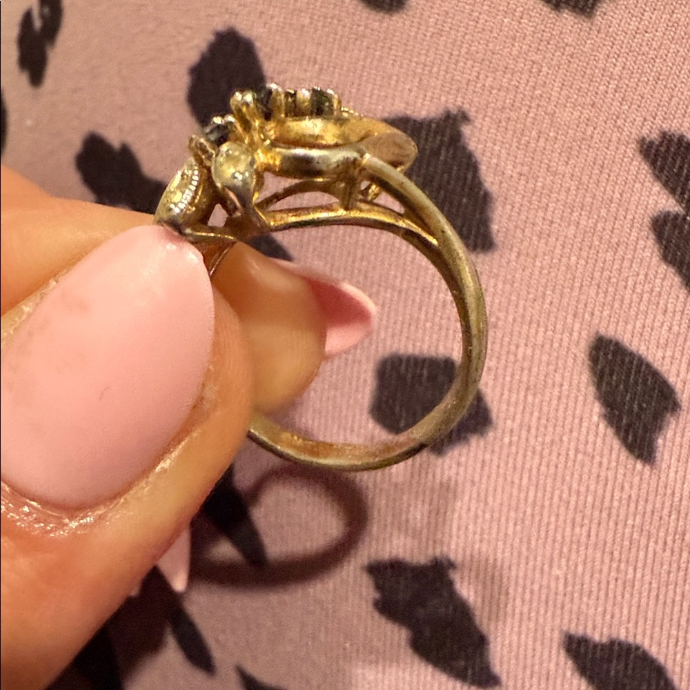vintage 585 14k yellow gold blue spinel and diamond ring. - Picture 10 of 10